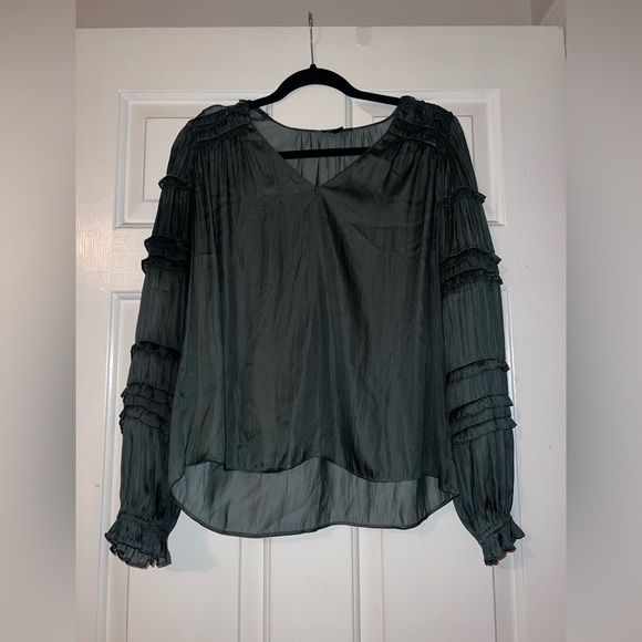 Current Air Tops - Current Air Dark Green Women's Satin Top